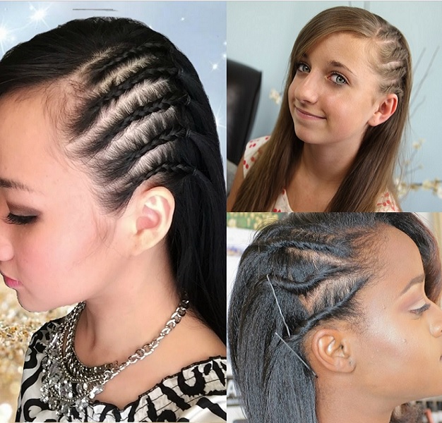 Image of Side braid hairstyle for 9 year olds with short hair