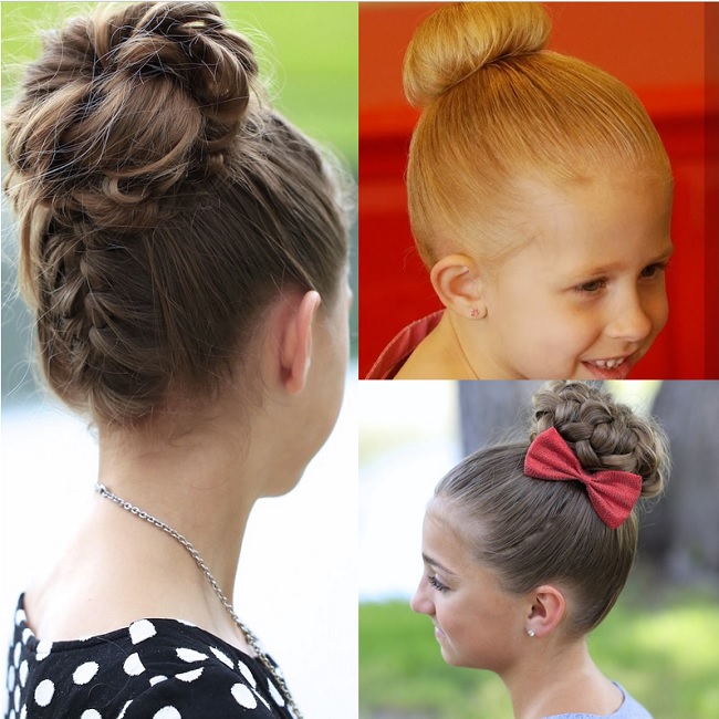 Coiffures de chignon tressé pour petites filles