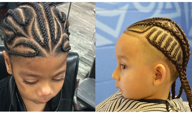 braids with complex design for little boys