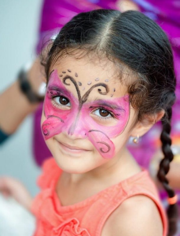 pink butterfly design for kids face painting