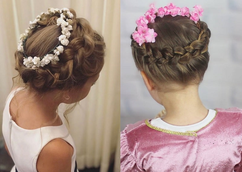 braided crown style for flower girls