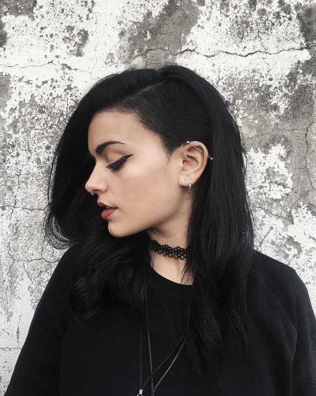 girl with long hair and undercut hairstyle