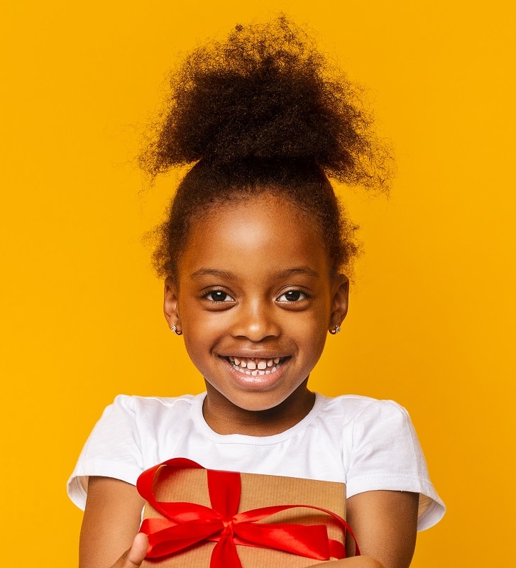 Afro little girl with high ponytail