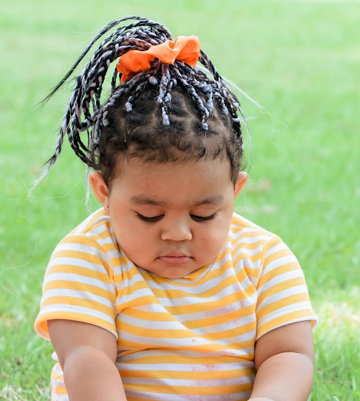 black toddler girl's braided ponytail