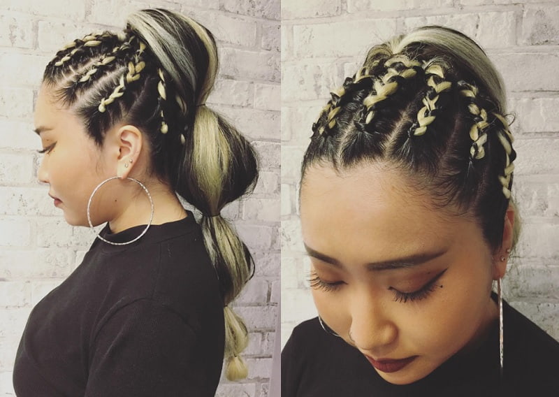 Cornrows with Bubble Ponytail for Girls