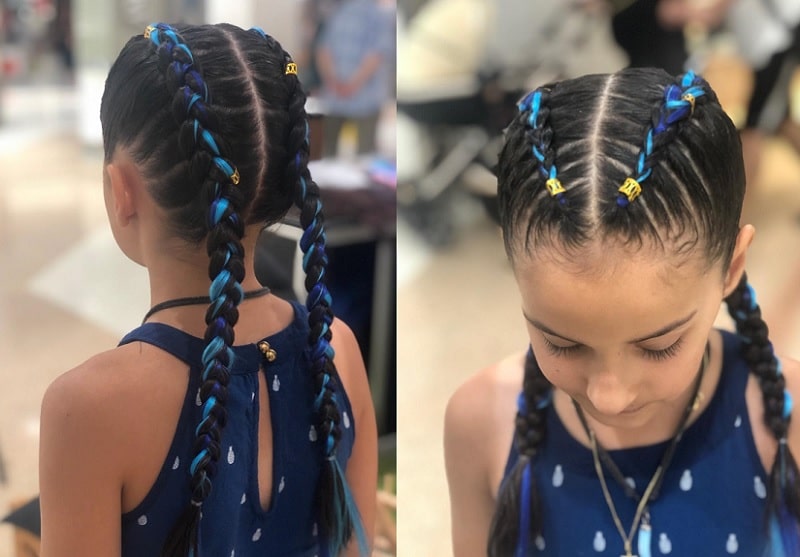 double french braids with beads for little girls