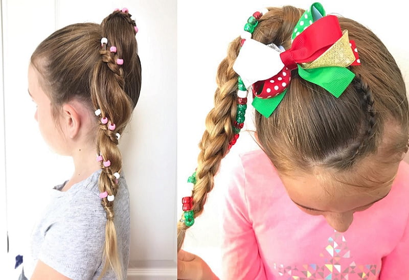 ponytail hairstyles with beads for little girls