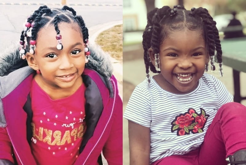 little girl's twisted hair with beads