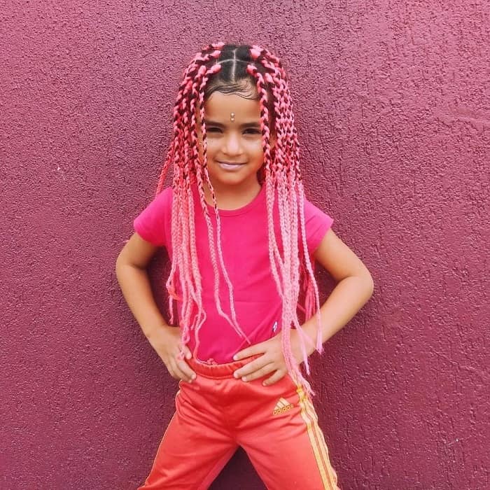 box braids with pink