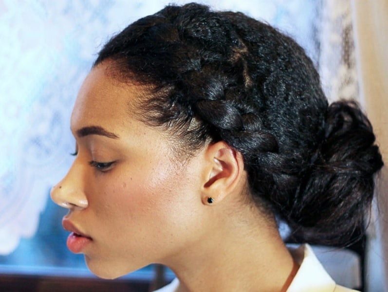 braided bun for black curly hair