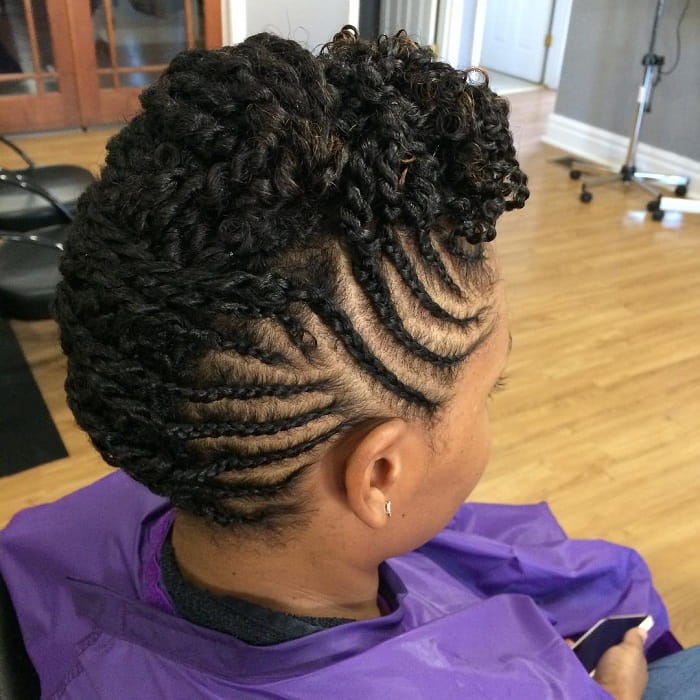 curly braided mohawk for black girls