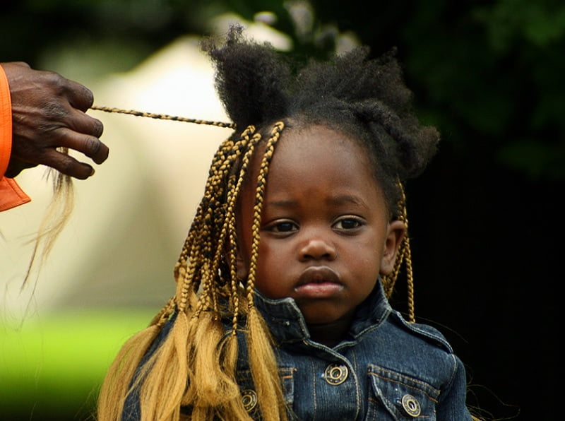 Braided Hair Cute Little Girl with Two Pigtails Stock Image  Image of  beauty cute 185734551