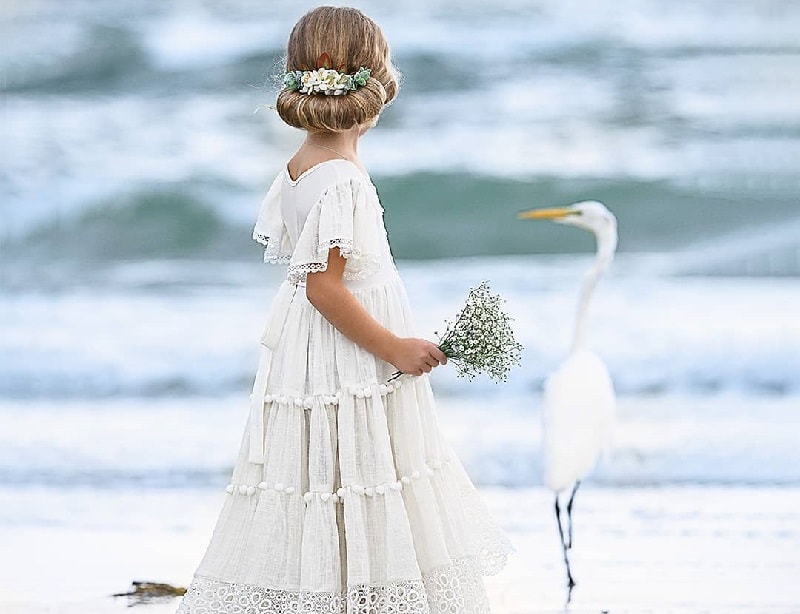little girl with wedding chignon bun