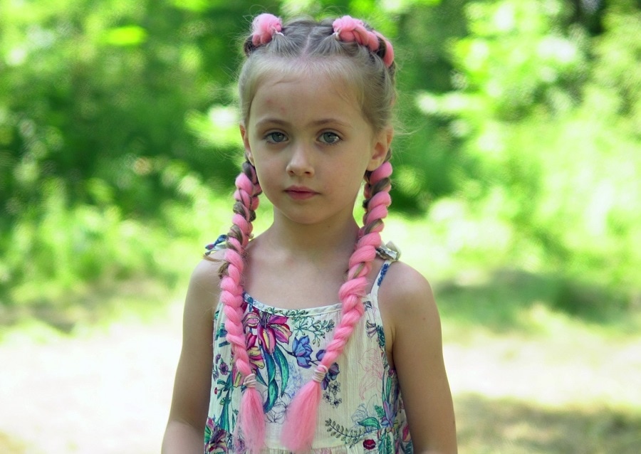 braided pigtails for little girl with weave