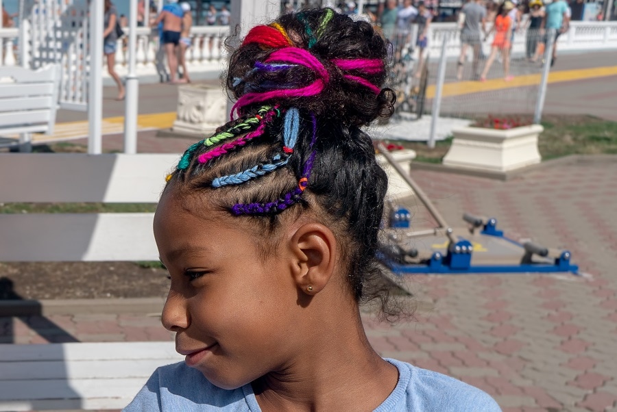 bun hairstyle for little girl with weave