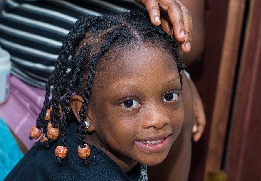 little girl weave hairstyle with beads
