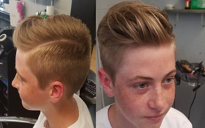 14 year old boy with side part hairstyle