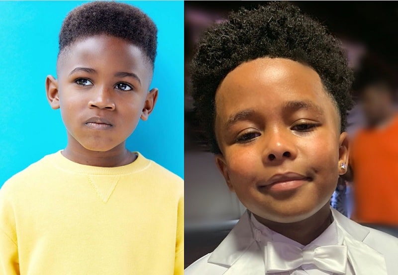 5-year-old boys with high top fade curly hair