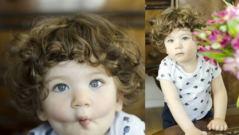 baby hairstyle with curly bangs