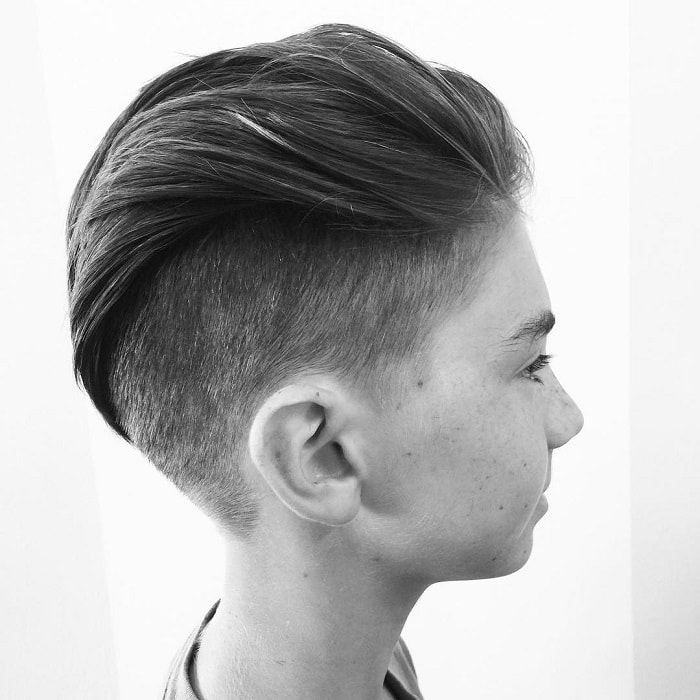 boy's comb over hair with undercut