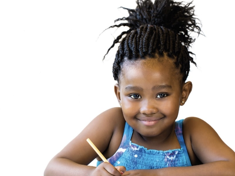 black girl kid with braided ponytail