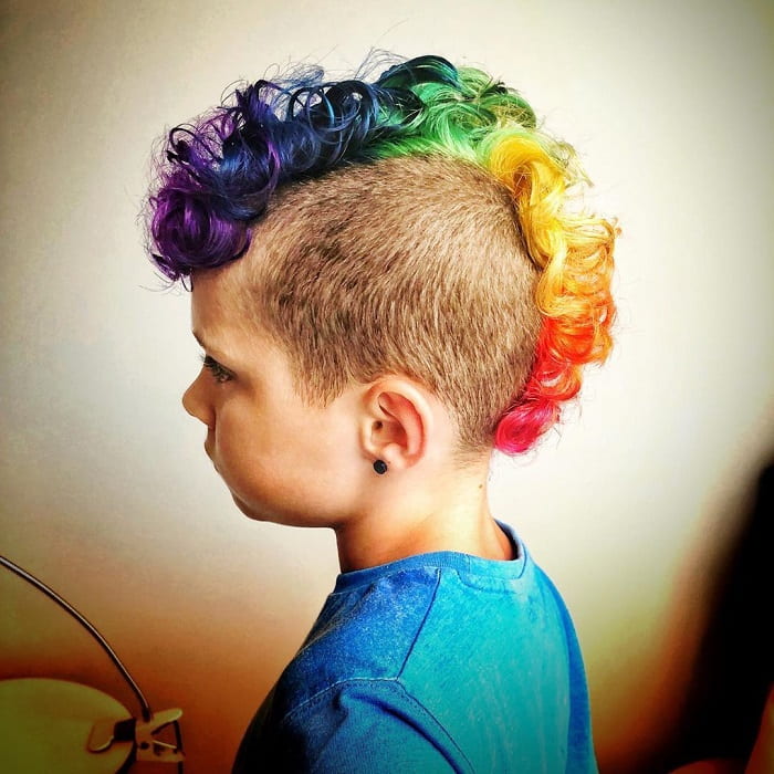 curly rainbow mohawk for little boy 