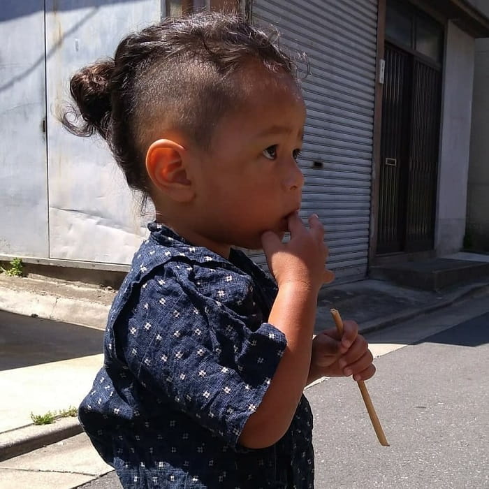 curly mohawk with man bun for little boys