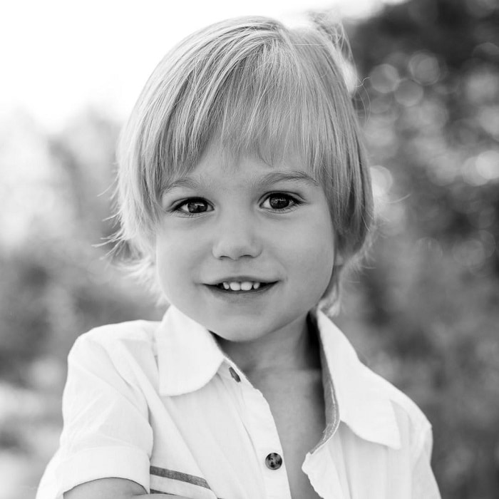 Little boy with half-up hairstyle