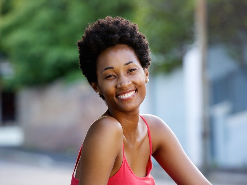 black girl with short afro hair