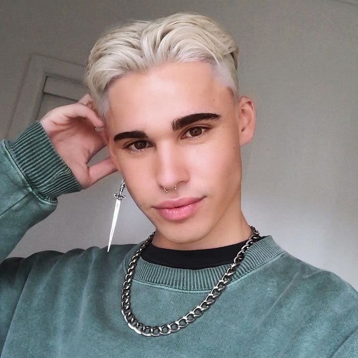 teen boy with thick short blonde hair