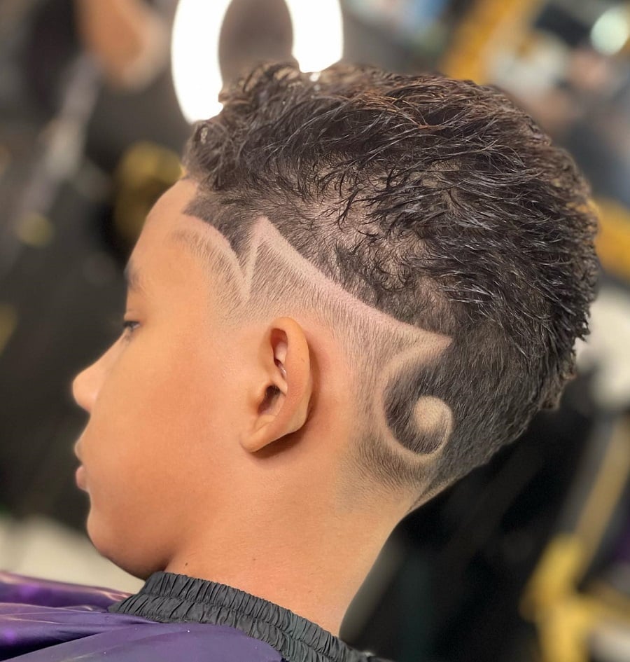 boys curly drop fade with hard part