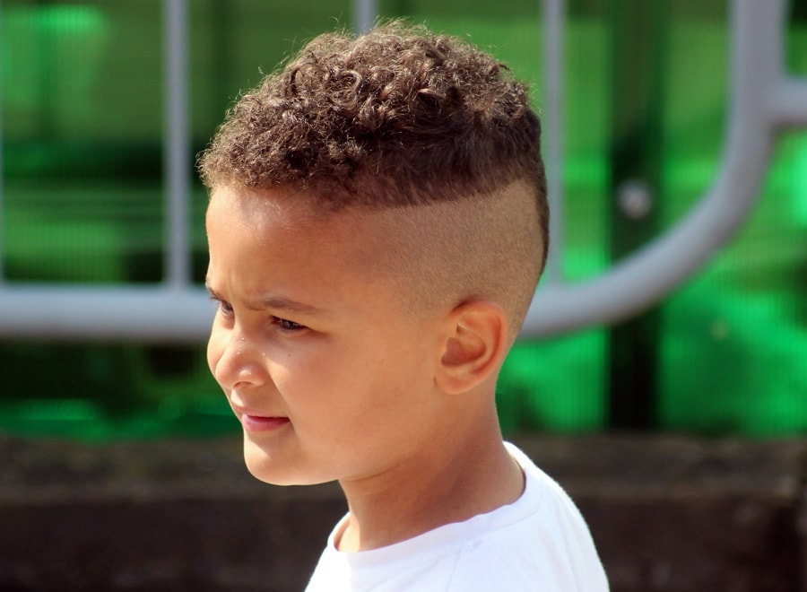 curly hair with shaved side for little boys