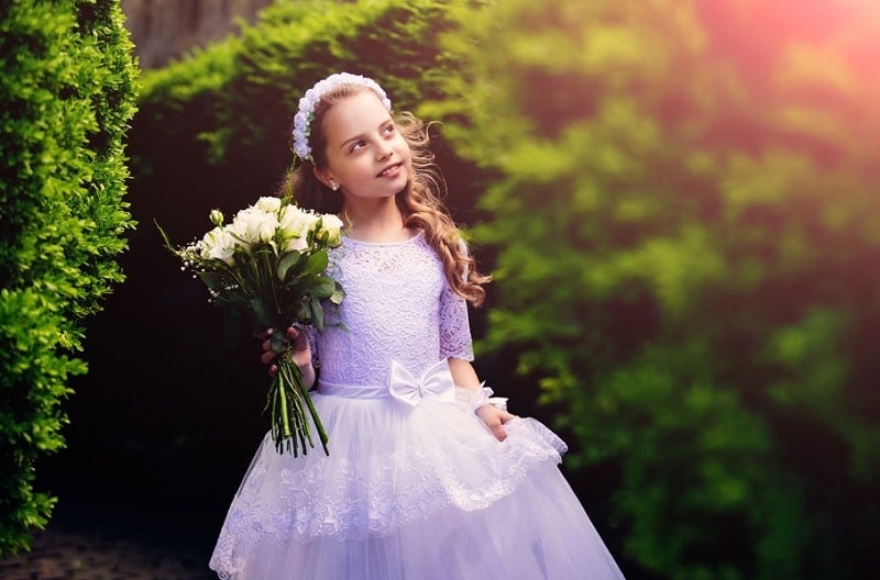 puffy skirt and bow dress for flower girl