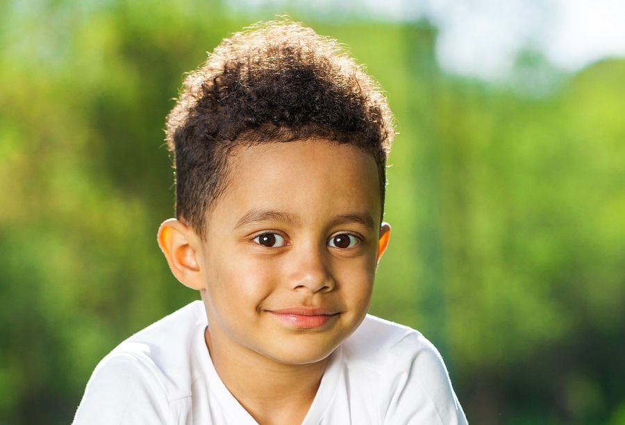 little boy curly hair with tapered sides