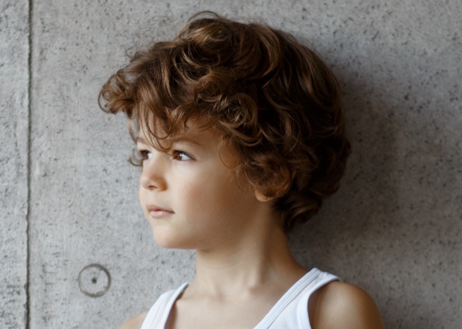 little boy with thick curly hair