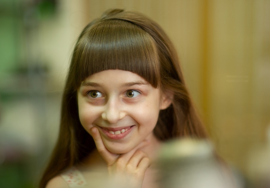 little girl long hair with bangs