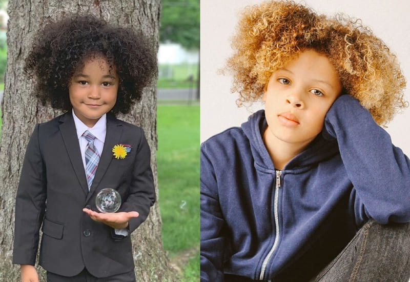 Mixed boys. Curly-haired boy dad.