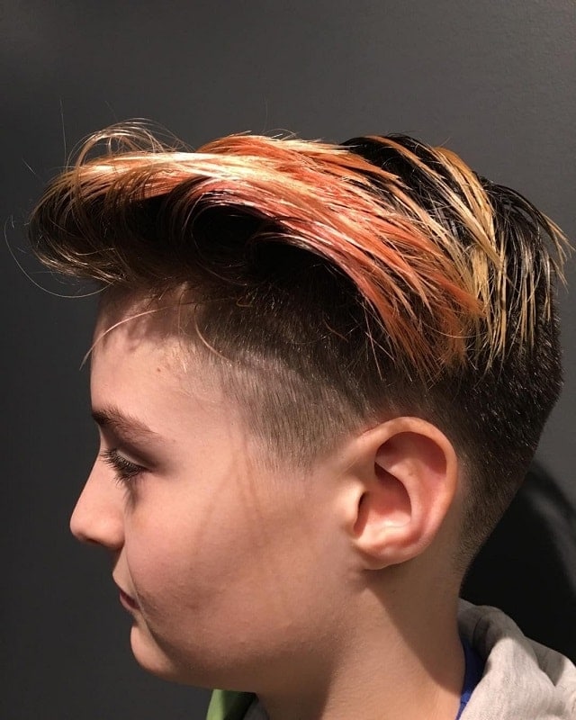 hipster boy with dyed comb over haircut
