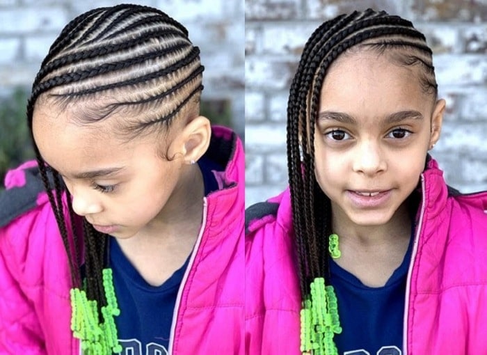 kid's lemonade braids with beads