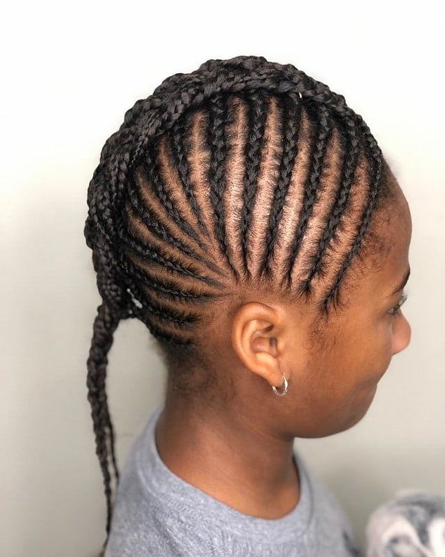 kid’s mohawk braids with weave