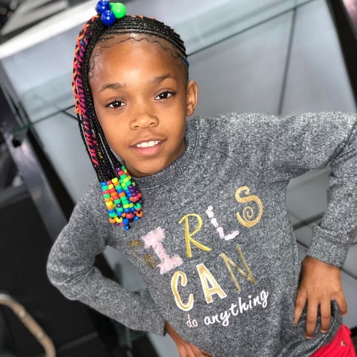 Kids lemonade braids with beads 🎀 Yep that's all her hair too  😍😍#dmvbraider #waldorfbraider #flattwist #kiddiestyles #twists #curls  #protectivestyles, By AshJaye Creations