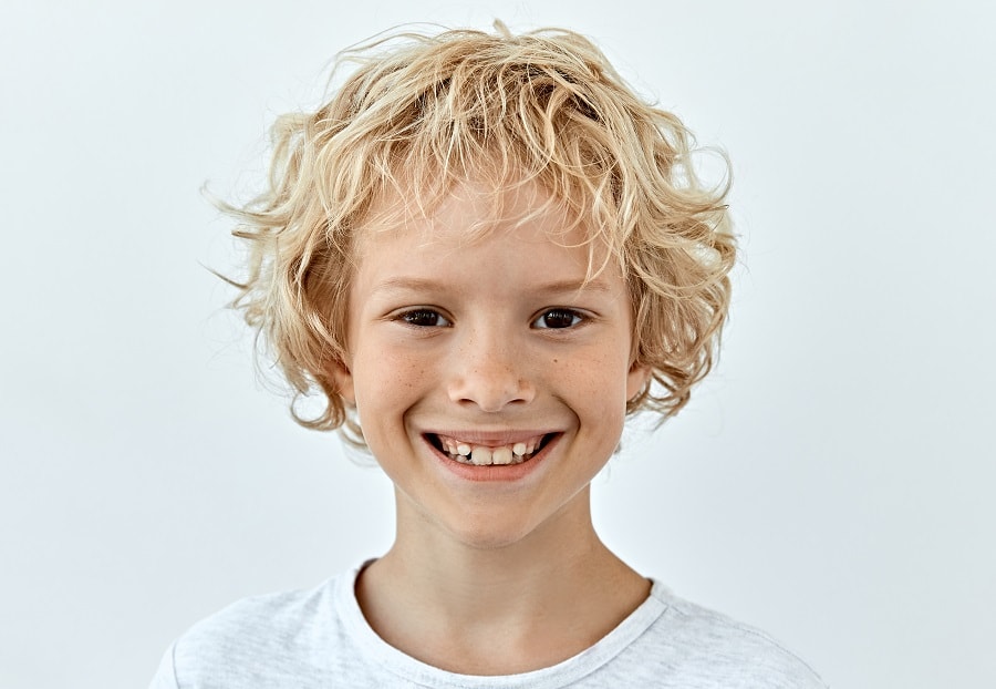 curly hair with bangs for 8 year old boy
