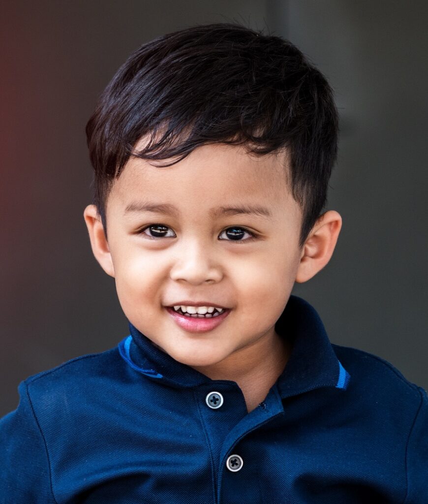 Indian baby boy with short hair